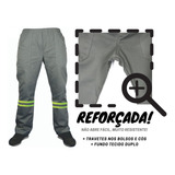 5 Calça Brim Pesado Cinza C/ Faixa Refletiva Reforçada