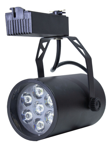 Lampara Spot Negra 7w Luz Blanca Led Multipunto  Para Riel