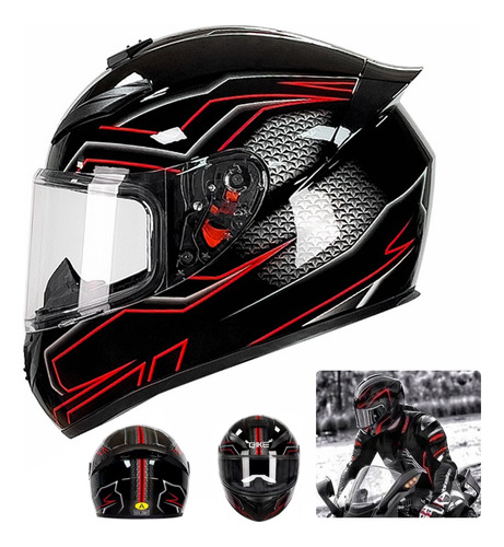 Casco Para Motocicleta Certificado Abatible Adulto 59-60 Cm