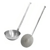 Set Cucharon + Espumadera Gastronómica Aluminio Puro N 12 Cm