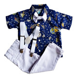 Roupa Festa Menino Camisa Temática Astronauta 1 À 3 Anos