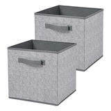 X2 Cajas Asa Organizadoras De Tela Plegables Cubos 25x25x25