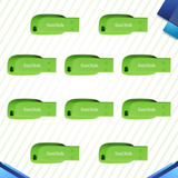 Paquete De 10 Memorias Usb Sandisk, Verde Electrico ,16 Gb