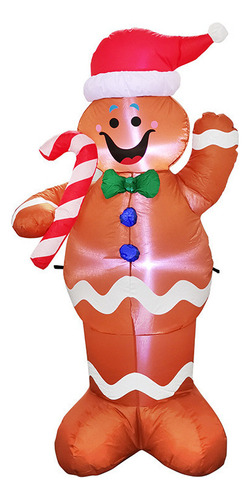 Rice Gingerbread Man Inflable Con Luces Led Navideñas