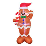 Rice Gingerbread Man Inflable Con Luces Led Navideñas