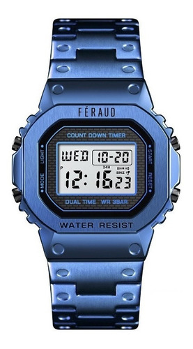 Reloj Feraud Unisex G Shock Digital Alarma Azul F8843az