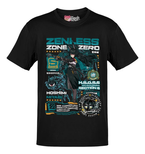 Playera Anime Zenless Zone Zero Miyabi Letra Blanca Turquesa | Envío gratis