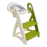 Asiento Entrenador Baño Para Niños Con Escalera Y Agarradera Color Verde 8061