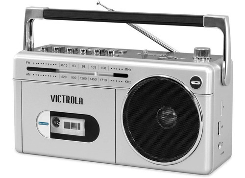 Radiograbadora Victrola Para Cassette & Radio / Bluetooth Color Gris