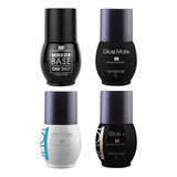 Kit Base Y Brillo Para Uñas Acrilicas One Shot Laccover 4 Pz