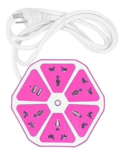 Zapatilla Hexagonal Alargue Enchufes 5 Toma Corriente 2 Usb