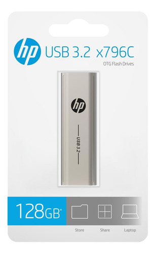 Pendrive Hp 128gb Usb 3.2 Usb-c X796c Lacrado Original