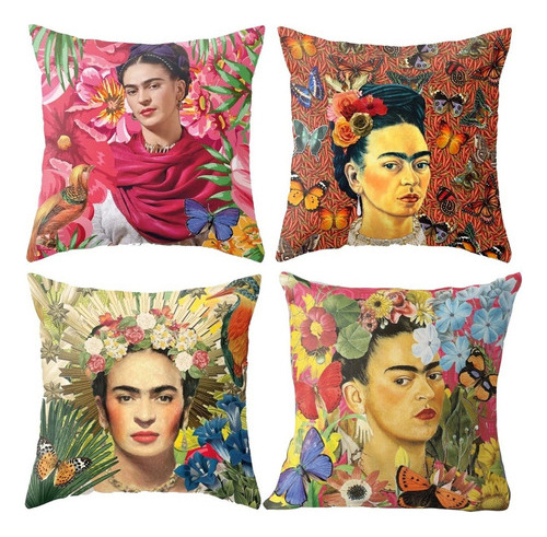 Set 4 Fundas Frida Kahlo Cojines Artesanales Mexicanos En Li