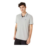 Camiseta Polo Hering Básica Masculina Com Bordado Cinza