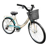Bicicleta Playera Femenina Exobikes Vintage R26 Frenos V-brakes Color Amarillo Con Pie De Apoyo  