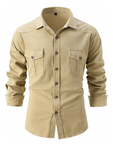 Camisa Vaquera Casual Para Hombre, Camisa De Doble Bolsillo