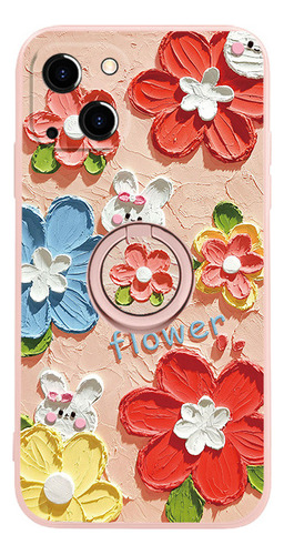 Pintura Al Óleo Flor Protector Caso Para iPhone