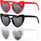 Lentes Corazón De Sol Set 3 Piezas Gafas Moda Dama Mujer Color Del Armazón Negro Rojo Blanco