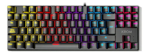 Teclado Mecánico Krom Kasic Tkl Rainbow 75 % Red Switch Color Del Teclado Negro