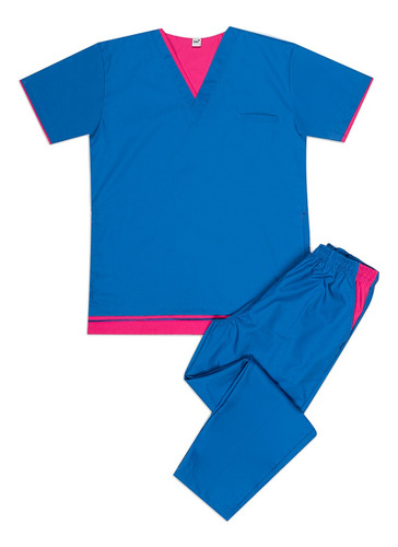 Ambo Oh! Wear Uniforme - Gamma Poly Azul Francia Con Fucsia