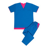 Ambo Oh! Wear Uniforme - Gamma Poly Azul Francia Con Fucsia