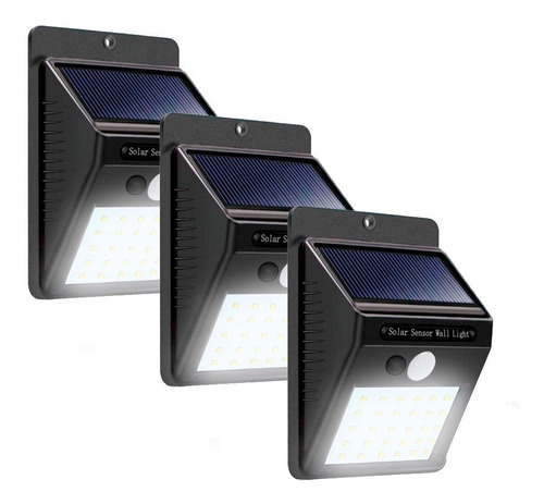 3 Lámpara Ilios Innova  Led Solar  Con 30 Leds Sensor De Movimiento Impermeable Color Durante La Noche La Lámpara Permanece Encendida Con Luz Tenue Hasta Que El Sensor Detecta El Movimiento Cercano.