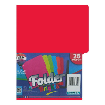 Folder Tamaño Carta Colores Brillantes 25 Pzas Color Rojo Intenso | MercadoLibre