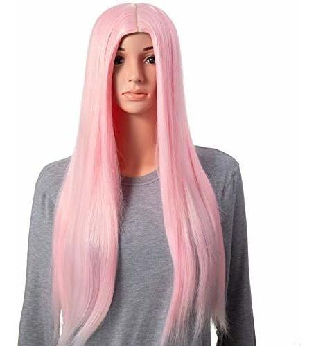 Pelucas De Pelo Sintético Rosa Claro Onedor 30  Con Gorro - 