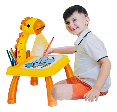Mesa De Dibujo Para Niños Con Proyector Amarillo