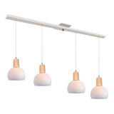 Lampara Colgante 4 Luces Bocha Madera Nordico Escandinavo