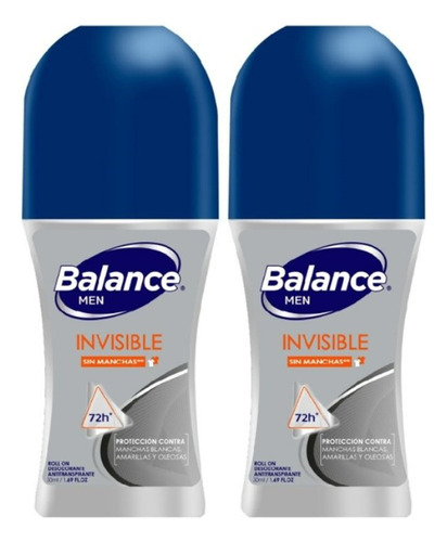 Desodorante Balance Roll On Invisible Hombre 2 X 50ml