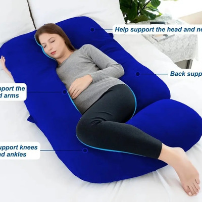 Almohada Embarazo\u002Fdescanso\u002Flactancia Relleno Microgel Color Azul Geométrico | Envío gratis