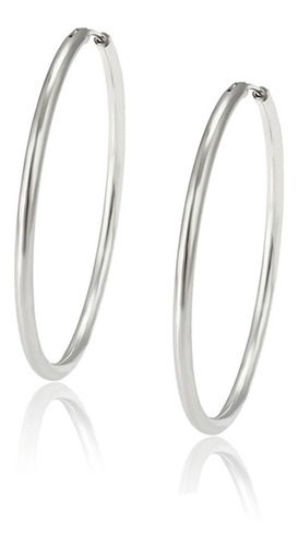 Arracada Oro 14k Blanco Lam Tubular Calidad Premium 28mm