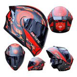 Casco Moto Kov Cyborg Rojo Abatible Luz Lentes Certificado 