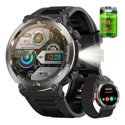Smartwatch Reloj Inteligente Iowodo W50pro 960mAh Batería De Larga Luz Led Brújula Tactico Deportivos Llamadas Impermeable Smart Watch Para Hombre Ip68 Resistente Al Polvo A Los Golpes Y Al Agua | Meses sin interés