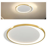 Luminária De Led Plafon Sobrepor Anel Duplo Moderno Luxo Cor Dourado 110v/220v