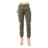 Pantalones Jogger Cargo Solid Co De Cintura Alta For Mujer