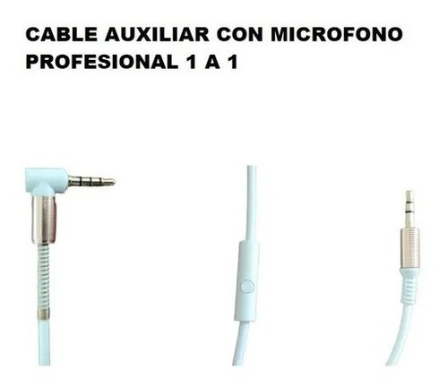 Cable Auxiliar 1 A 1 Micrófono L Resorte Diadema 3.5mm