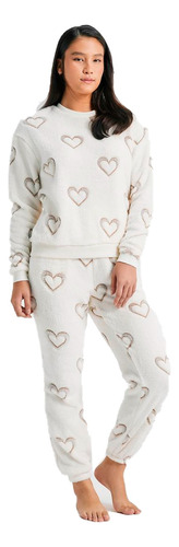 Pijama Feminino Longo Estampado Fleece Inverno Hering Cores