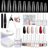 Saviland Kit De Uñas Y Pegamento De Gel Con Esmalte De Uñ.