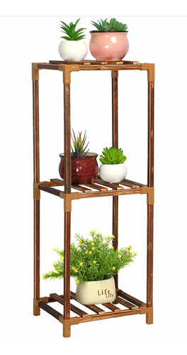 Soporte Macetas En Bambu X3 Niveles 78cm Altox30cm Ancho