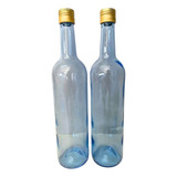 Kit 12 Garrafas De Vidro Azul 750ml Com Tampa De Alumínio