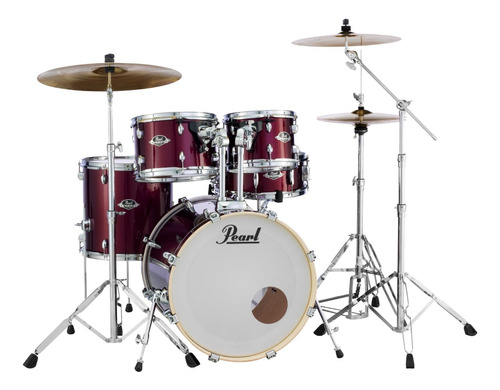 Bateria Export Pearl Shell Pack Com Bumbo 20¨ Vinho 5 Peças