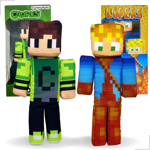 Boneco Minecraft Kit Youtubers Cadres E Lopers Pelúcia 2un