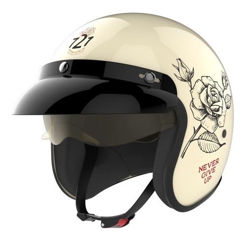 Casco Hawk 721 Never Give Up  Abierto Vintage Cafe Racer M