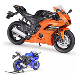 Welly Yamaha Yzf R6 Miniatura Metal Moto Con Soporte 1/12/c