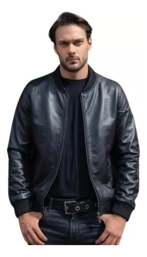 Jaqueta De Couro Masculina 100% Legitimo Slim Bomber Punhos