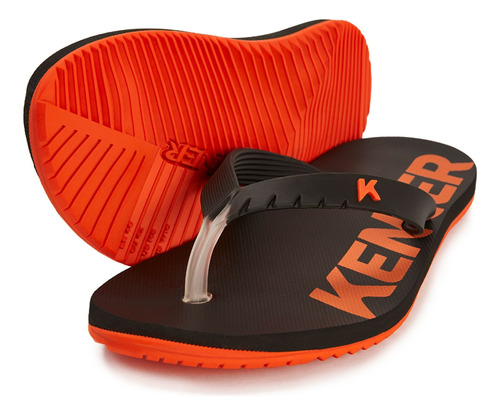 Chinelo Sandália Kenner Red Dnn-07 Masculino Preto E Laranja