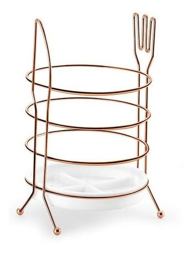 Organizador Suporte Porta Talheres Garfo Faca Rose Gold