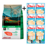 Bravery Pollo Gato Adulto 7 Kg + 6 Bolsa Snack Churu